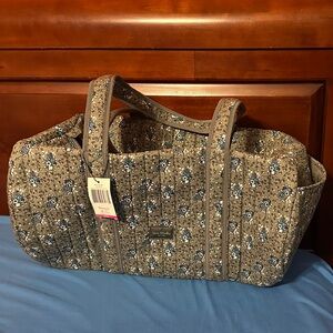 Vera Bradley Floral Travel Bag - Blue and Gray